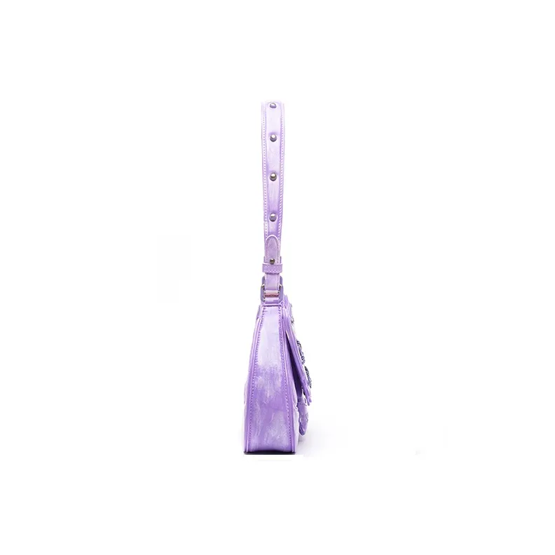 SUGARSU Cow Leather Handbag, Shoulder Bag Medium Size Women's Black/Dark Brown/Silver/Purple/Bright Pink-15