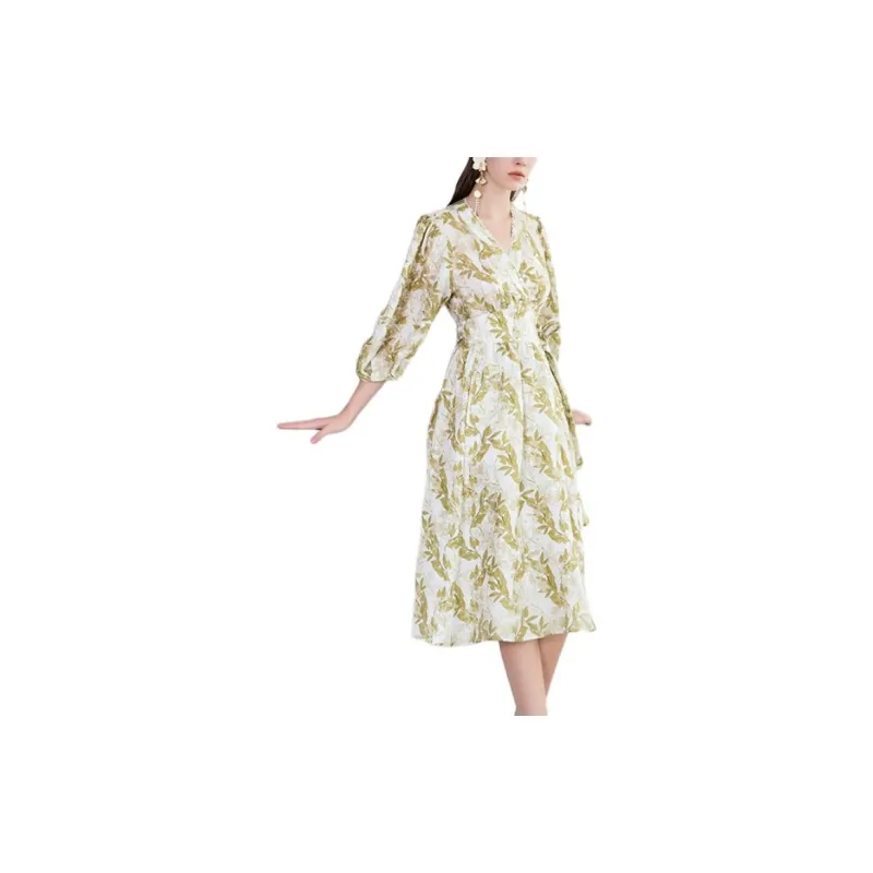 BESIONIA SS23 Short-Sleeved Dresses Women's Yellow Pattern-3