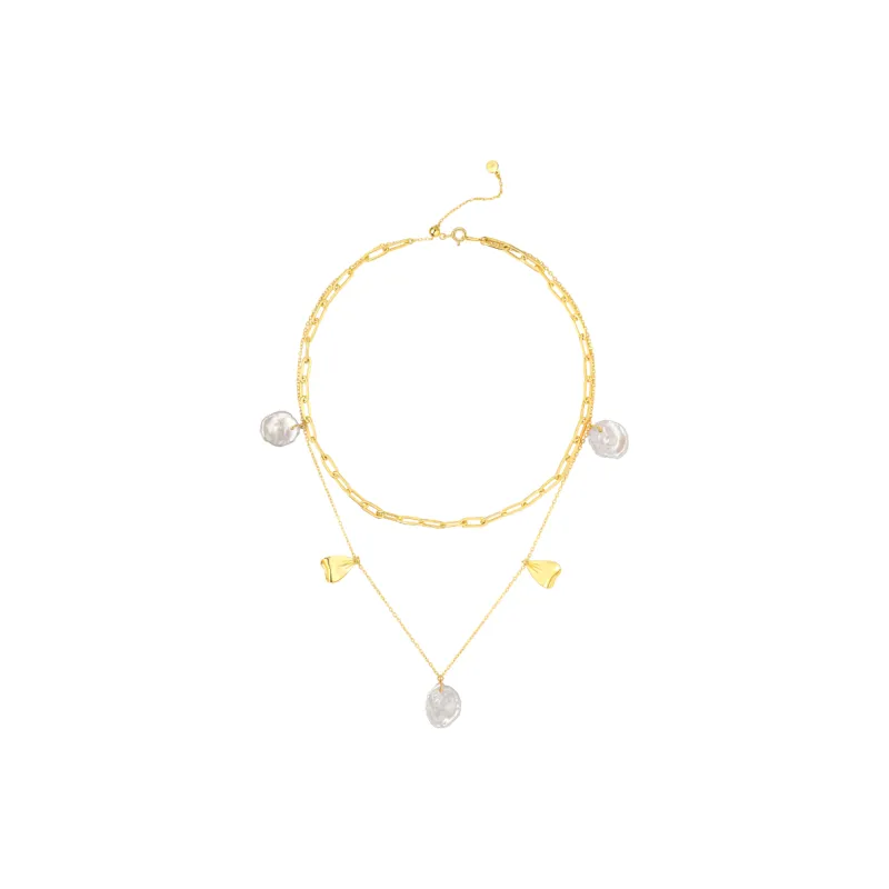 BABYBEI 925 Sterling Silver, Baroque Pearl Necklaces Women's Gold-0