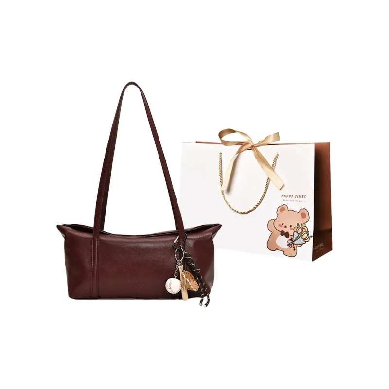 ERANGBEAR PU Shoulder Bag Regular Women's Black Red Coffee Brown-2