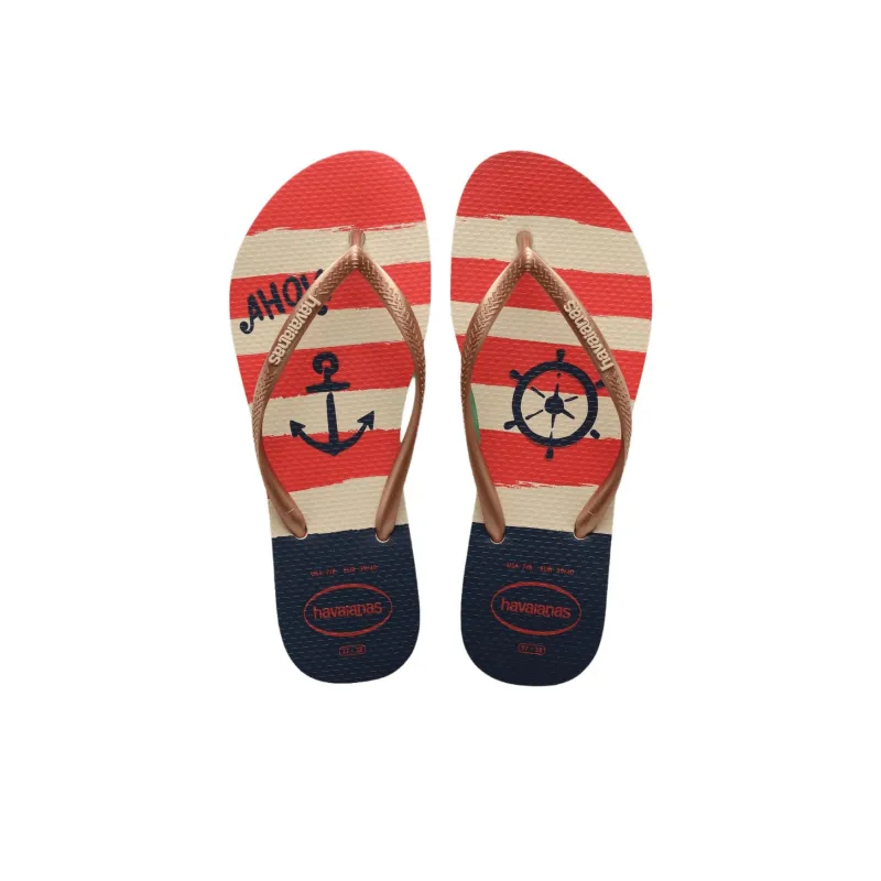 Havaianas Slim Rubber Sole Abrasion-Resistant Flip Flops Women's Rose Gold-5