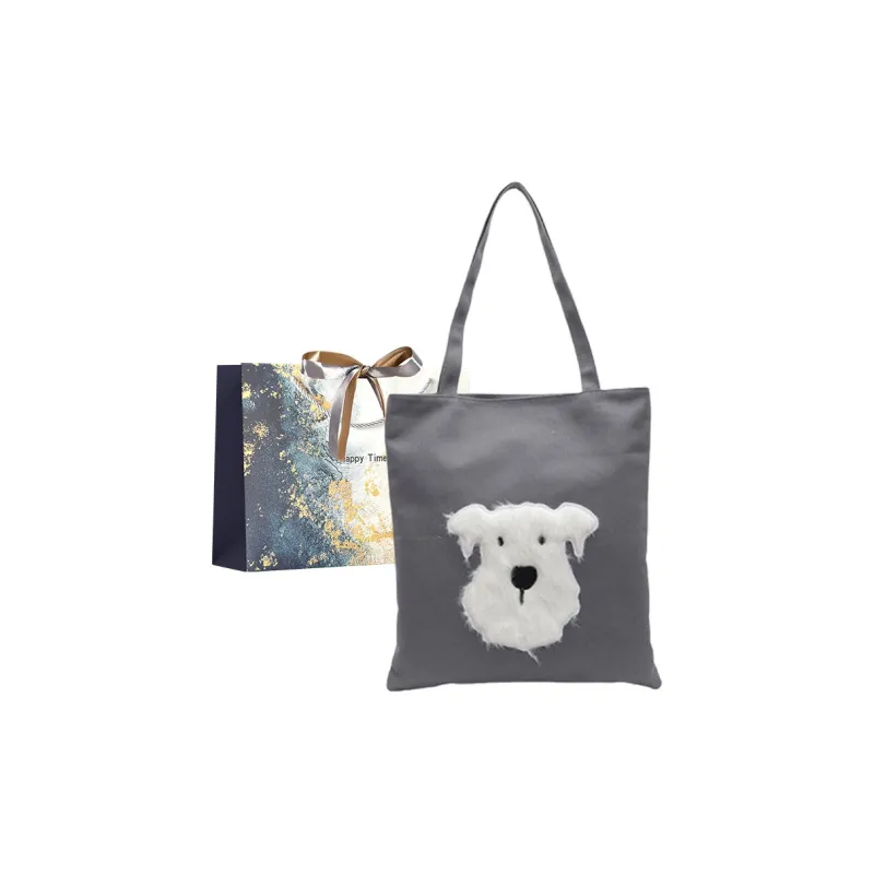 Iman's House Canvas Tote Bag Shoulder Bag Women's Ecru/Gray/Black-4