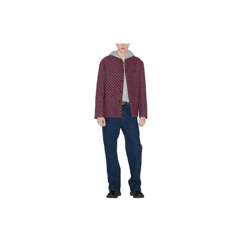 GUCCI Jackets Coats Unisex Burgundy Red-1