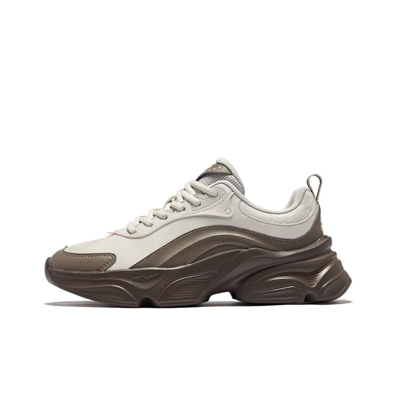 Erke Anti-Slip And Wear-Resistant Height Increasing Low-Top Casual Shoes Women's Wild Gray Brown Stone-0