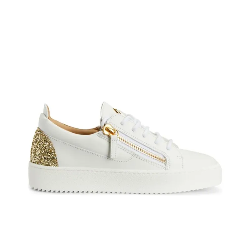 Giuseppe Zanotti/GZ Gail Low-Top Stylish Skateboarding Shoes Women's White Gold-1