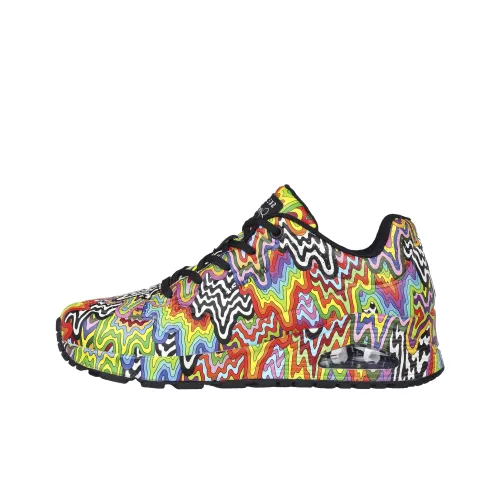 Jen Stark x Skechers Uno Anti-Slip Wear-Resistant Low-Top Casual Shoes Women's Black/Red Green/Yellow