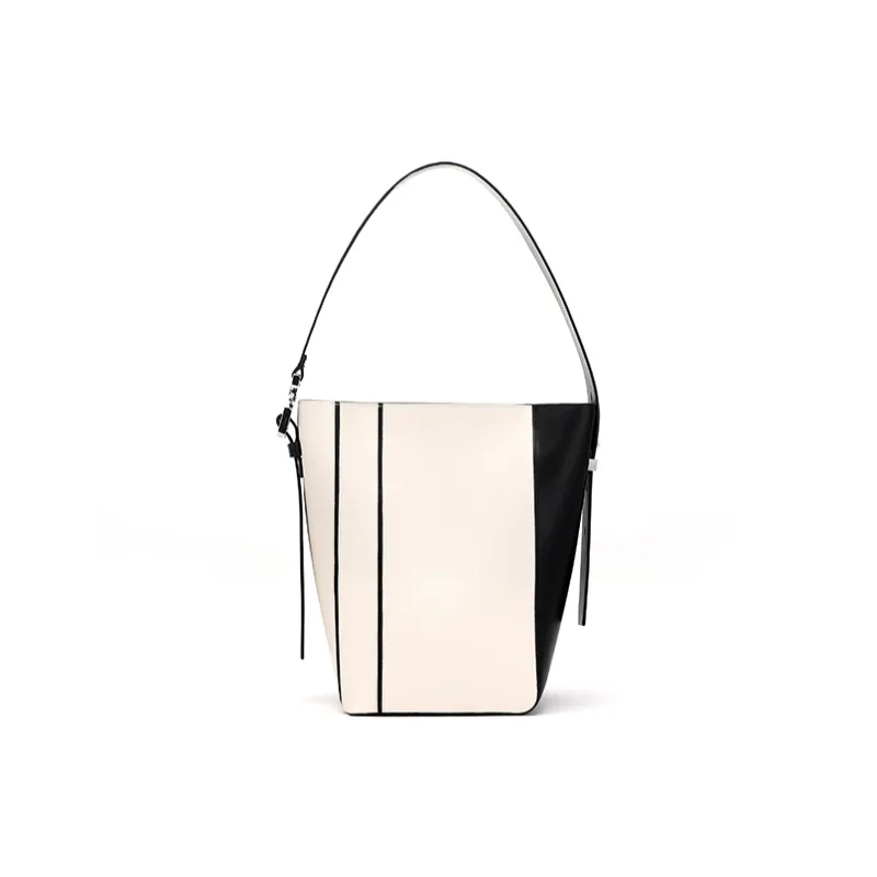 IAB Cow Leather Bucket Bag, Shoulder Bag Tubas Women's Midnight Black/Moon White-3