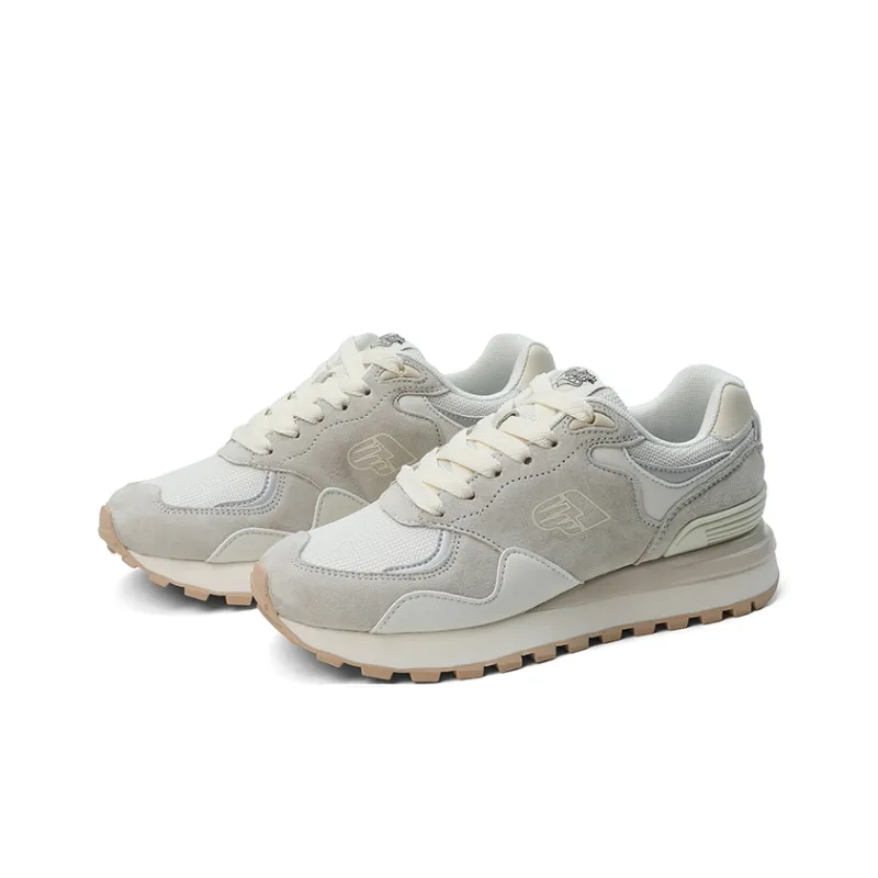 LPMX Cushioning Anti Slip Wear Resistant Breathability Low Top Casual Running Shoes Women's Beige Gray-2