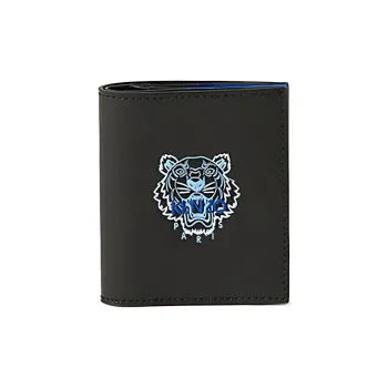 KENZO Cow Leather 50% Off Money Clip Card Holder Wallet Regular Men's Black
