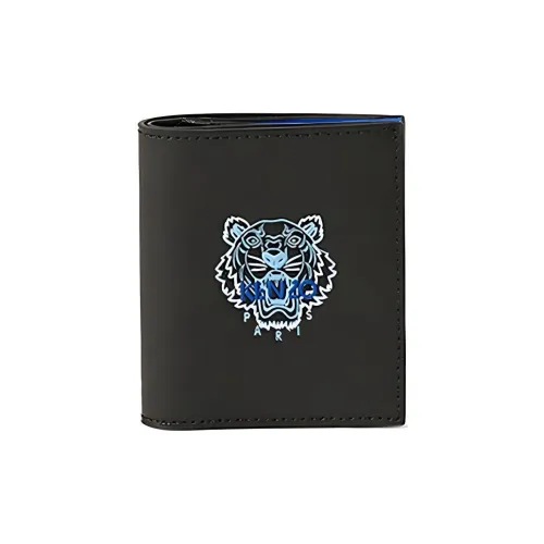 KENZO Cow Leather 50% Off Money Clip Card Holder Wallet Regular Men's Black
