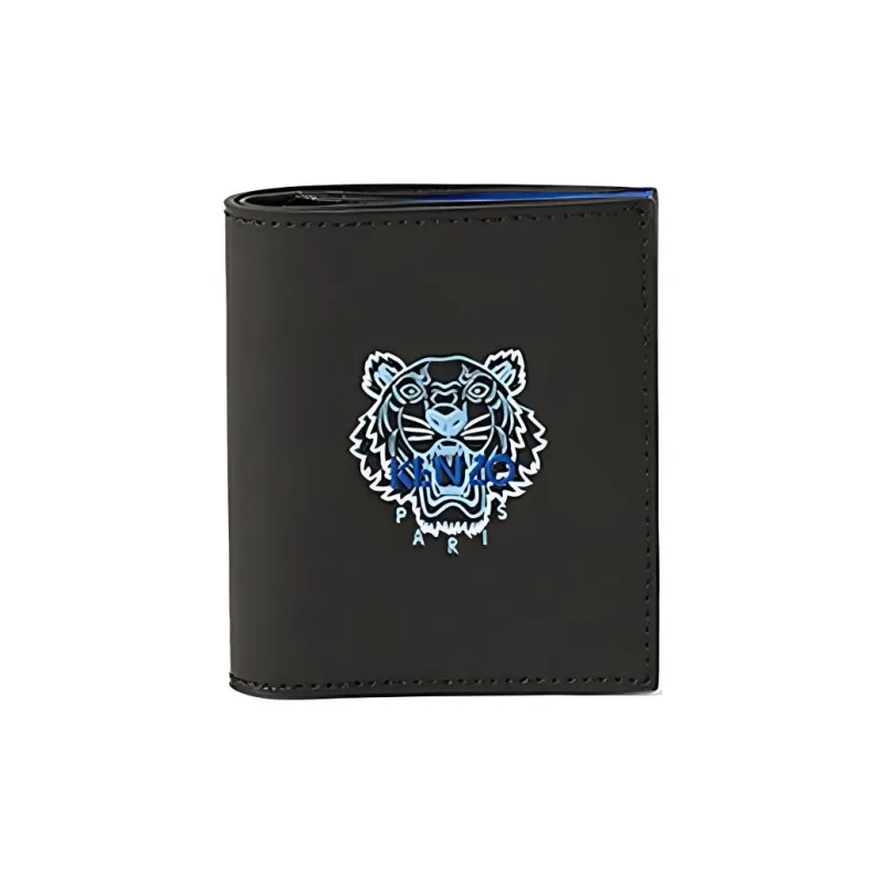 KENZO Cow Leather 50% Off Money Clip Card Holder Wallet Regular Men's Black-0