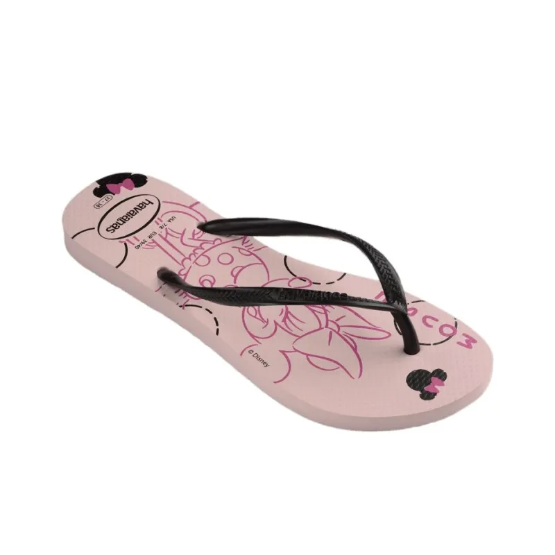 Havaianas Slim Rubber Sole Abrasion-Resistant Flip Flops Women's Pink Black-2