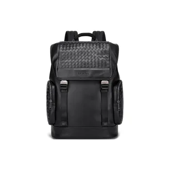 FAIRWHALE Top Grain Cow Leather Backpack Unisex Elegant Black