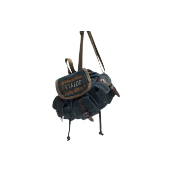 OTA PU Patchwork Fabric Backpack Regular Women's Dark Blue
