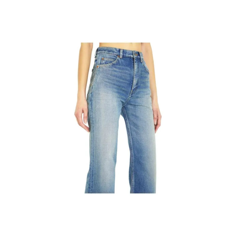 SAINT LAURENT Button Detailed Straight Leg Jeans-3