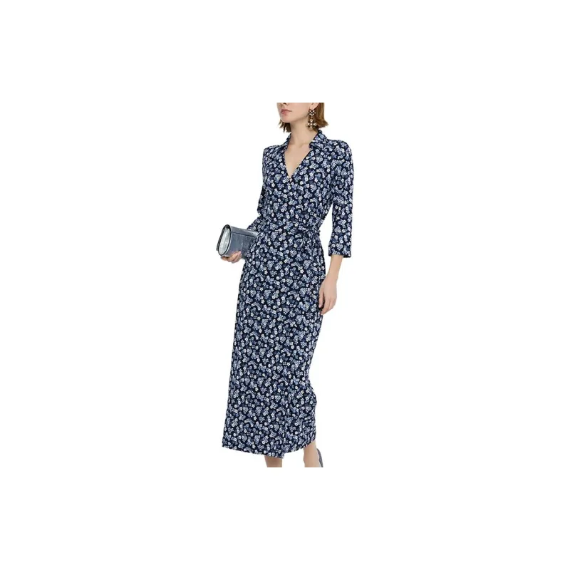 BESIONIA SS21 Long Sleeved Dress Women's Blue Pattern-4