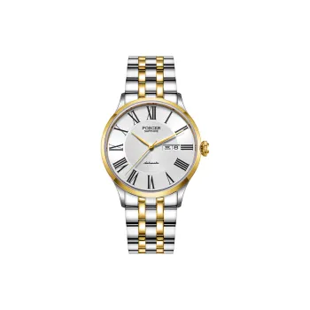 POSCER Mechanical Movement Stainless Steel Watchband Watch Men's Watches White Dial