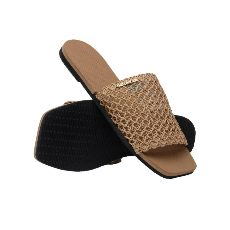 Havaianas Rubber Sole Abrasion Resistant Slide Slippers Women's Rose Gold-6