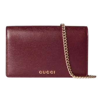 GUCCI Leather One Shoulder Wallet Unisex Red