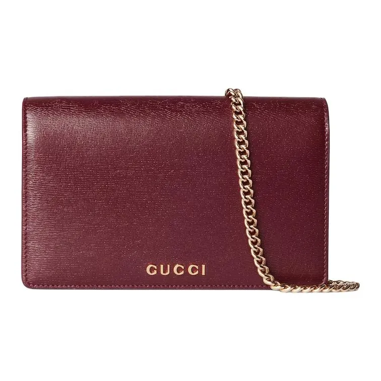 GUCCI Leather One Shoulder Wallet Unisex Red-0
