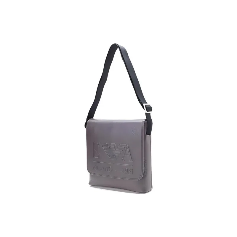 EMPORIO ARMANI Leather Messenger Bag, Crossbody Bag, Shoulder Bag Men's Gray-1