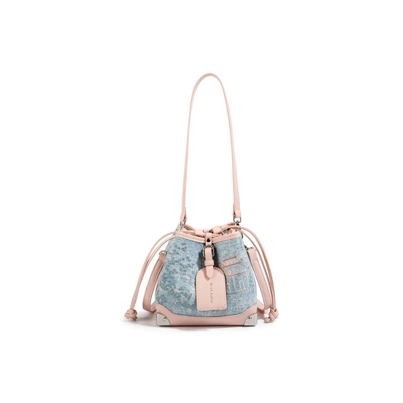 MACKJANICE PU Shoulder Bag Regular Women's Blue And White Embroidery Powder-1