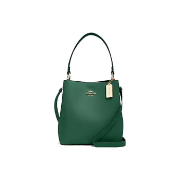 COACH Glossy Pebbled Leather Bucket Bags Shoulder Bags Medium Size Women's Amazon Green