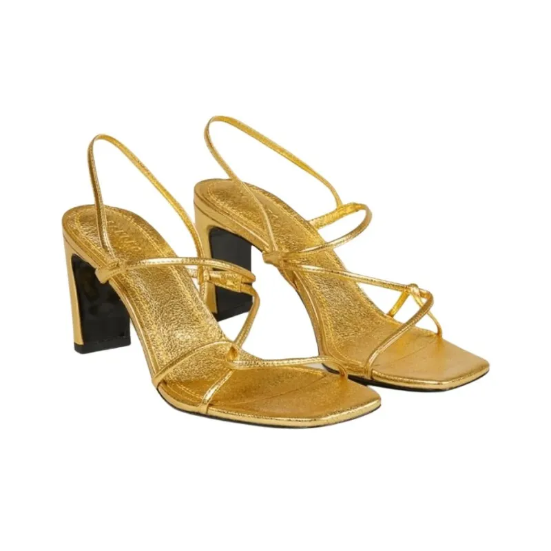 Sandro Strap Sandals 8cm Women's Gold-2
