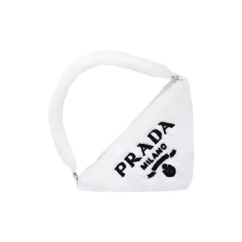 PRADA Fabric Triangle Bag Handbags Women's White/Black