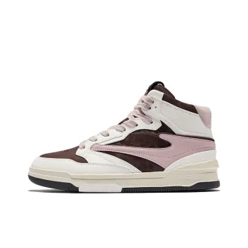 Erke Single 3.0 Anti Slip Wear Resistant High Top Skateboard Shoes Women's Coffee Microcrystal White