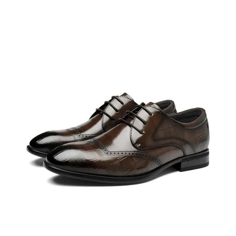 HLA Dress Shoes Men Low Top Black/Brown-6