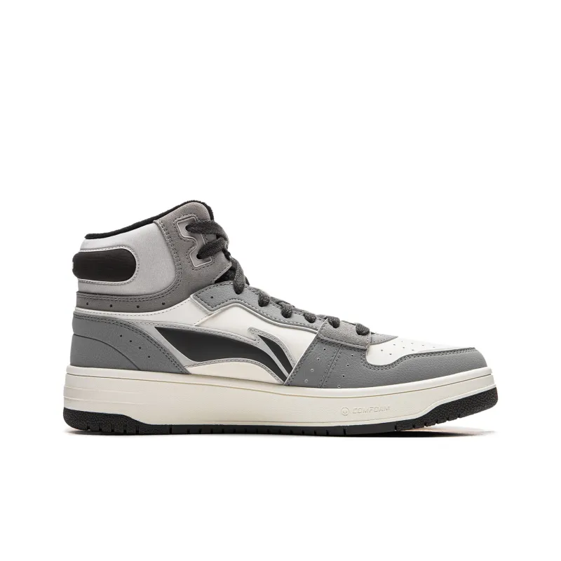 LiNing Tianji SOFT HI Non-slip Lightweight Mid-Top Skateboard Shoes Unisex White Gray-1