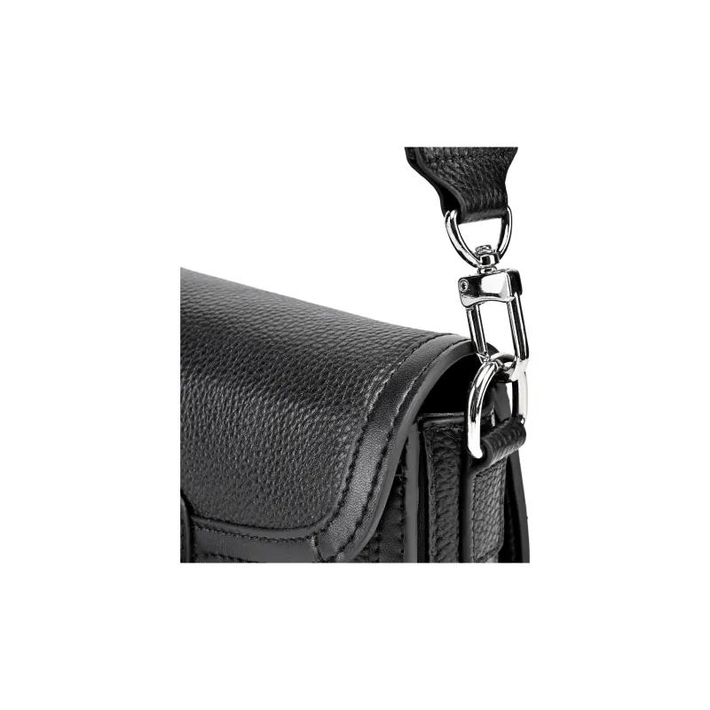 AQUASCUTUM Top Grain Cow Leather Saddle Bag, Crossbody Bag, Shoulder Bag Regular Women's Black-4