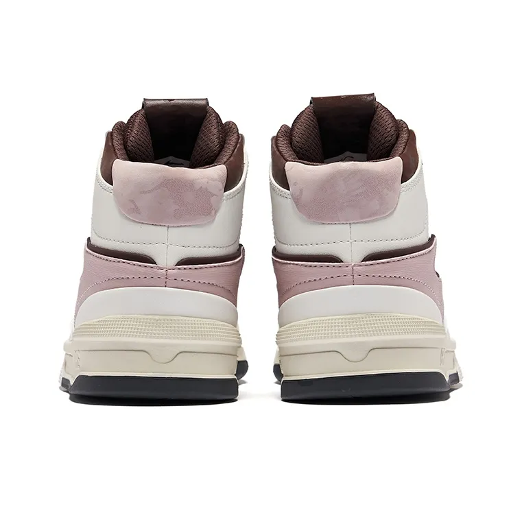 Erke Single 3.0 Anti Slip Wear Resistant High Top Skateboard Shoes Women's Coffee Microcrystal White-3
