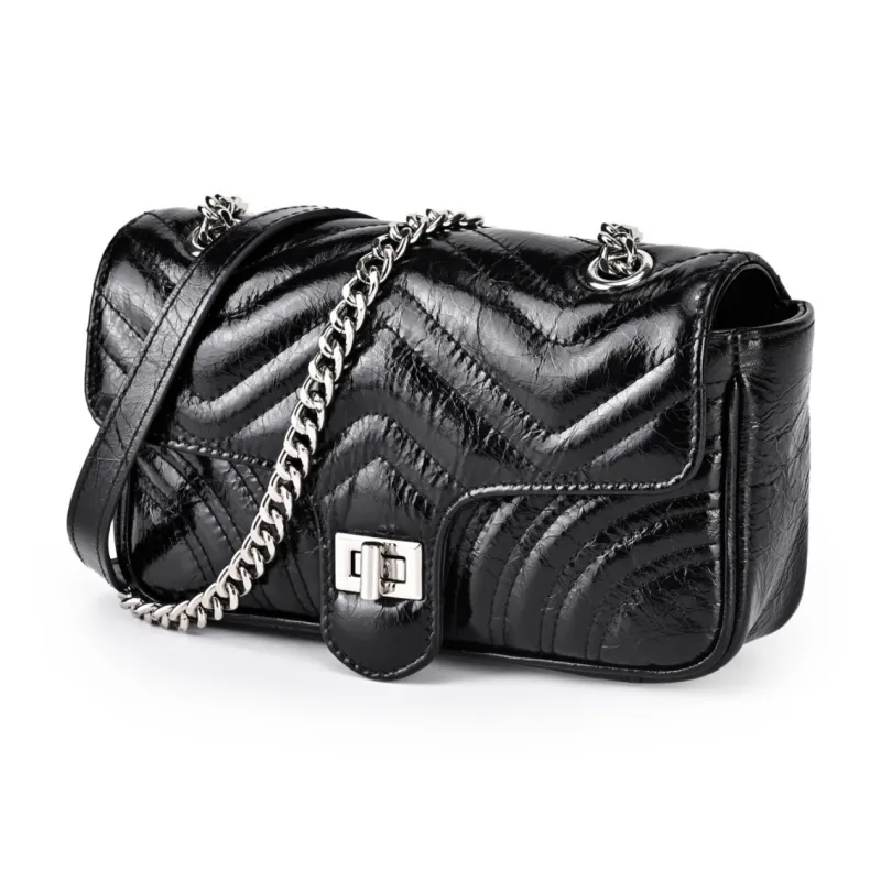 AQUASCUTUM Top Grain Cow Leather Crossbody Bag, Shoulder Bag Regular Women's Black-1