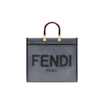 FENDI Flannel Tote Bag Shopping Bag Handbag Large Size Unisex Gray