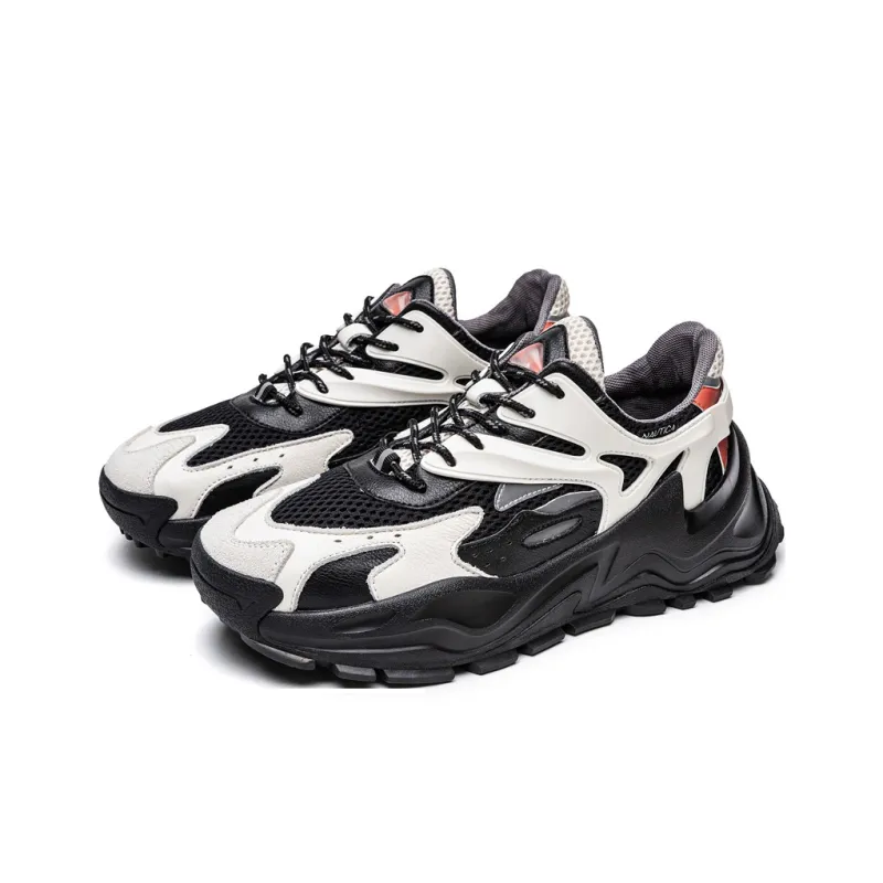 NAUTICA Anti Slip And Wear Resistant Height Increasing Low Top Chunky Sneakers Men's White Black-2