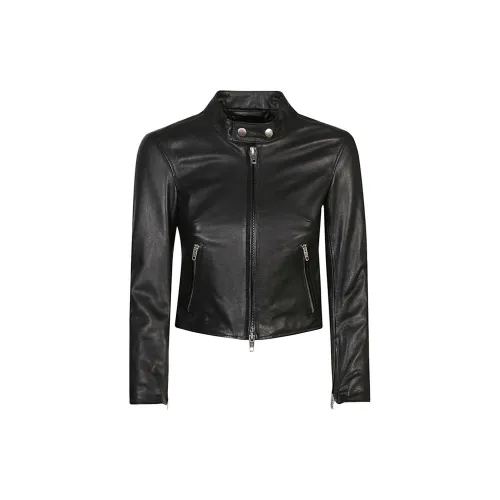 Balenciaga Leather Jackets Women's Black