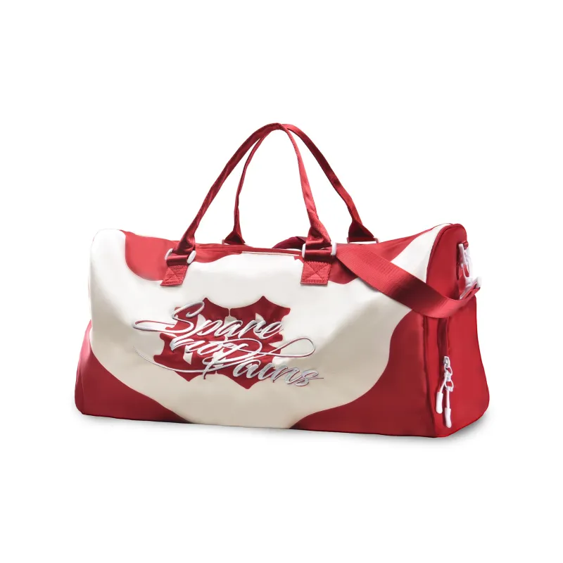 Spare No Pains. Polyester Handbag, Travel Bag, Gym Bag Tubas Unisex Red White-3