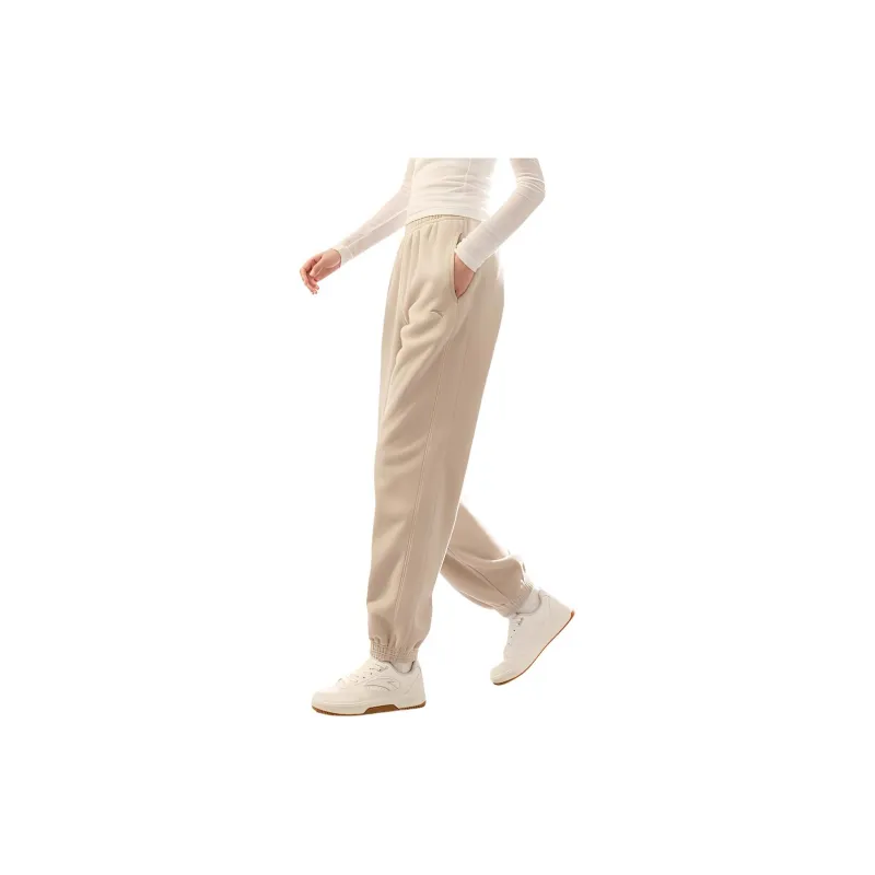 Anta Comprehensive Training Collection Sports Lifestyle Collection Knitted Sweatpants Women's Nude Khaki-2