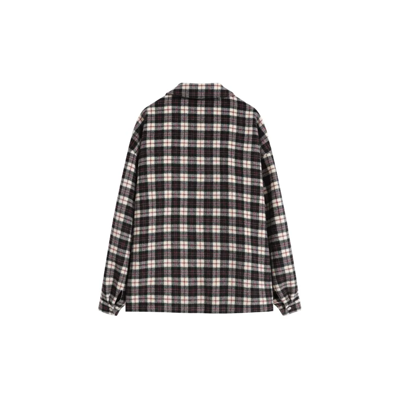 WAITINGWAVE Jackets & Coats Unisex Black Red Plaid-1