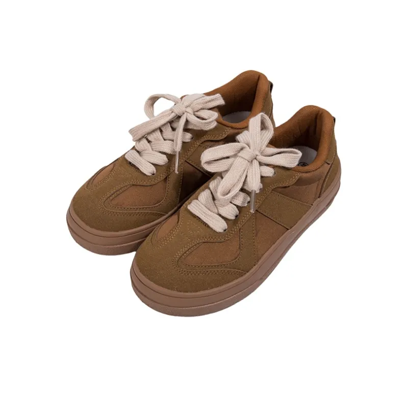 MINGKUANG Street Trend Maillard Style Anti-Slip And Wear-Resistant Lightweight Low-Top Skateboard Shoes Women's Umber-4