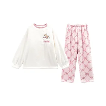 GUKOO Pajama Set Women's Milk White