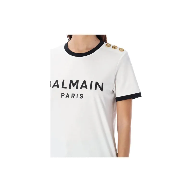 BALMAIN 3-Button Logo-print Cotton Top-4