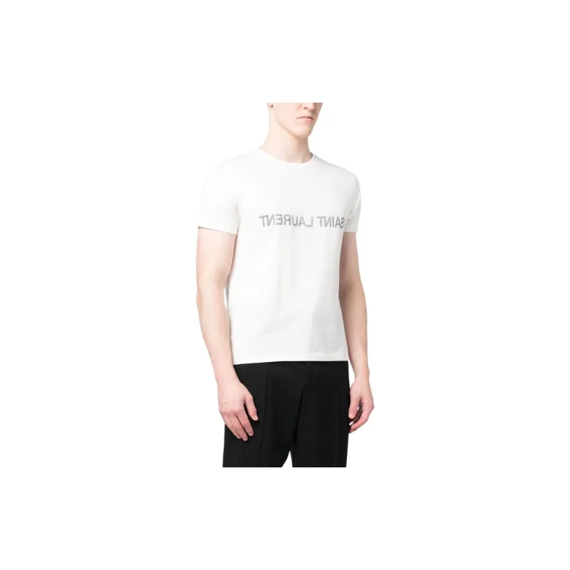 SAINT LAURENT Logo Printed Crewneck T Shirt-3