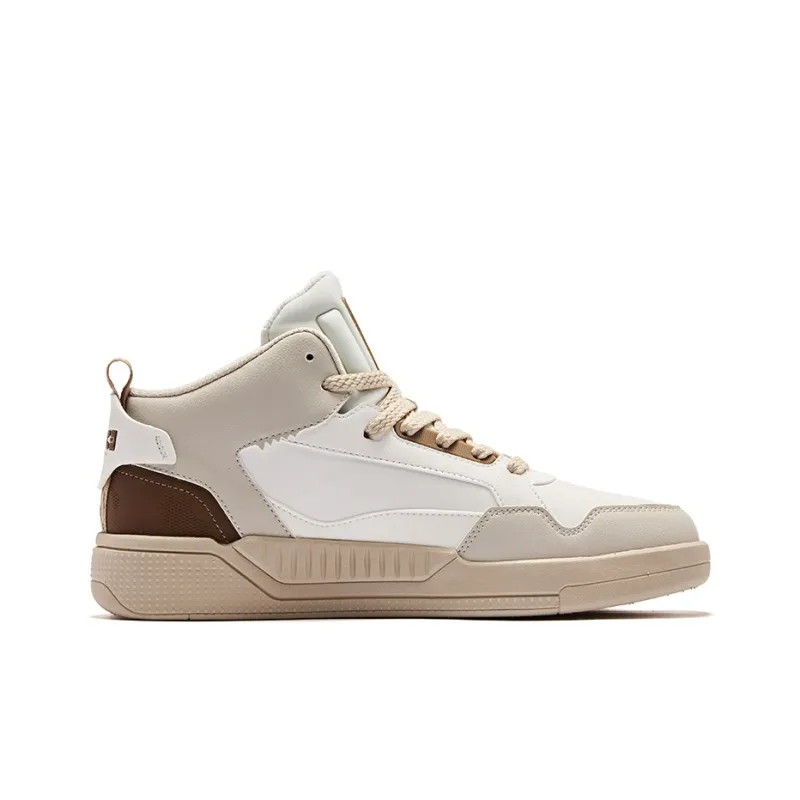 Erke Conquest 2.0 Anti-Slip Wear-Resistant High-Top Skateboard Shoes Men's Microcrystalline White Light Smoke Coffee-1