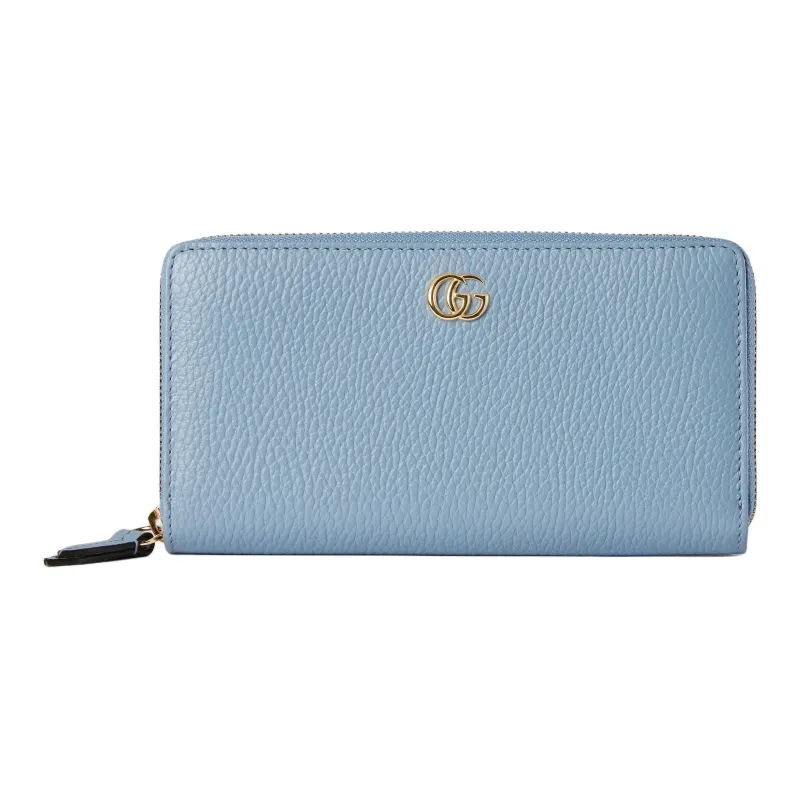 GUCCI Leather Wallet Trumpets Unisex Light Blue-0