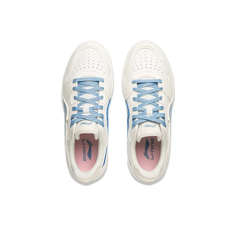LiNing Acer Truncatum Cushioning, Slip Resistant, And Abrasion Resistant Low Top Skateboard Shoes Women's White Blue-2