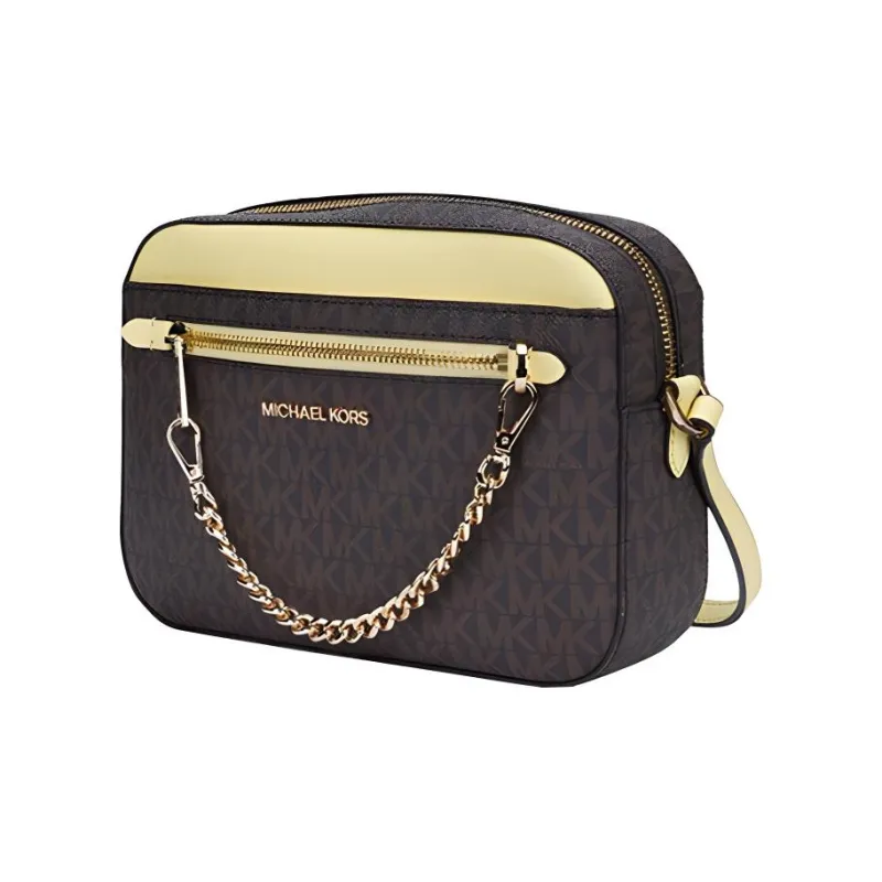 MICHAEL KORS Jet Set PVC With Leather Camera Bags Crossbody Bags Shoulder Bags Women's Yellow Acorn Brown Multicolor-1
