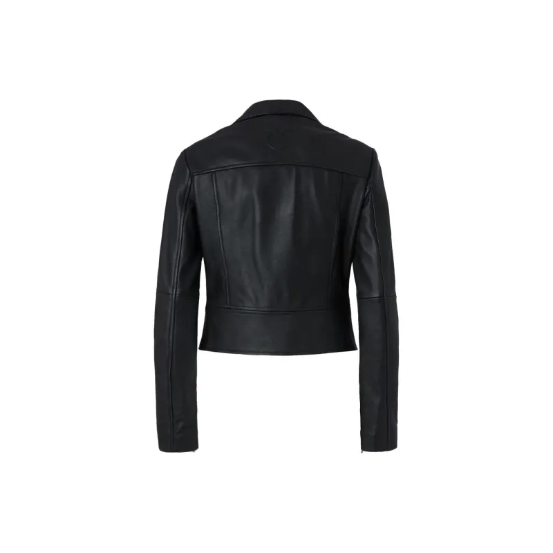 PINKO Short Zipped Leather Biker Jacket-1